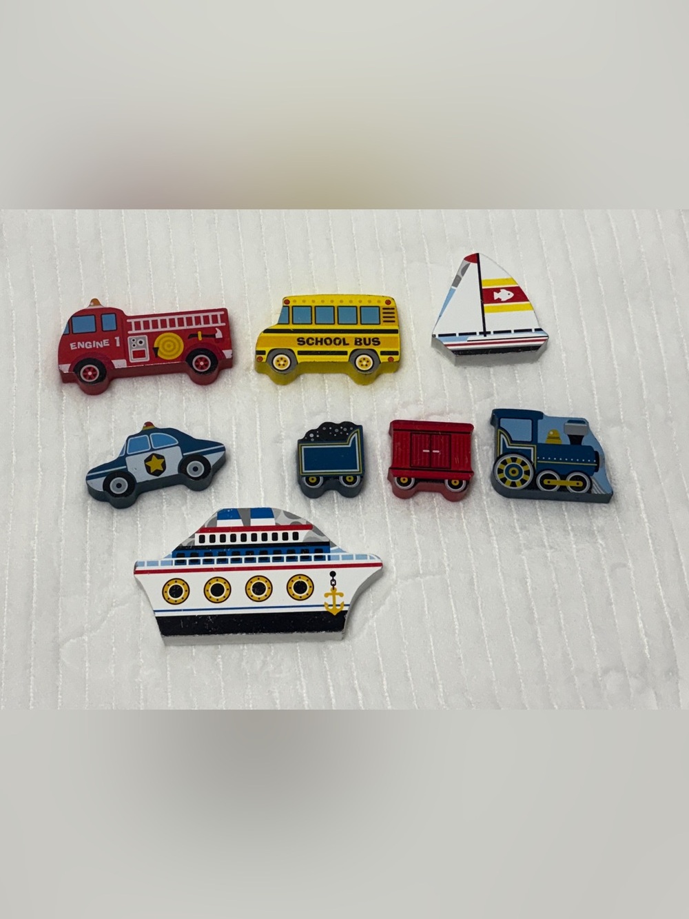 Melissa And Doug Chunky Wooden Puzzle Pieces Vehicles Replacement Parts 8 Pcs